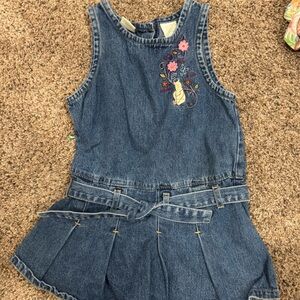 Vintage Y2K Classic Pooh Embroidered Denim Romper Dress